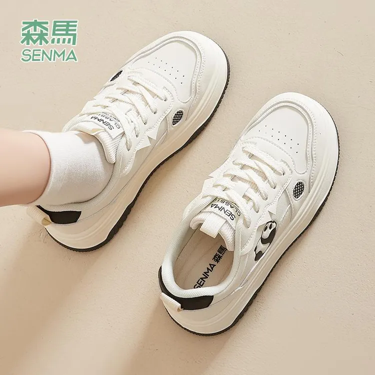 森马正品官方熊猫女鞋2025新款冬季爆款小白鞋加绒二棉运动板鞋女