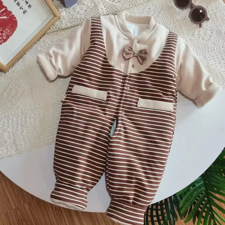 冬款厚棉婴儿连体衣爬爬服婴幼儿衣服宝宝0-2岁外出连体衣