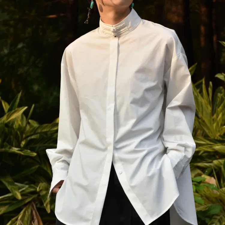 青蓝【君子】新中式双盘扣抗皱衬衫老裁缝手工