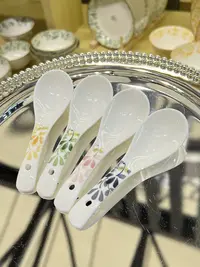 【圆圆专属】四季繁花小勺子四个装 陶瓷勺子家用饭勺子长柄吃饭z