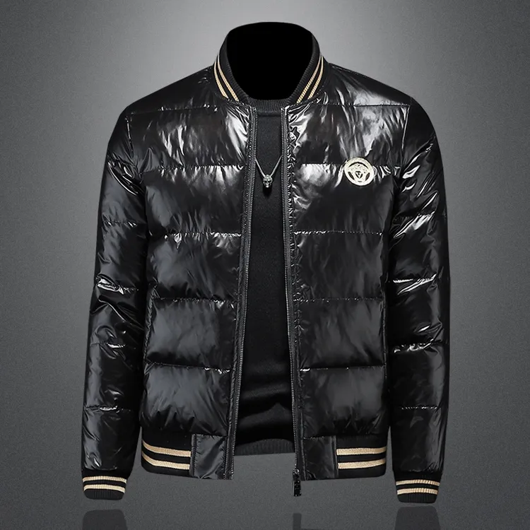 欧洲站羽绒服男冬季2025新款潮流休闲短款刺绣修身男士保暖外套潮