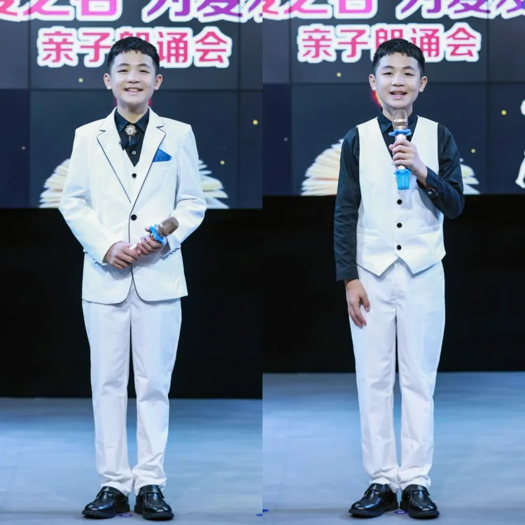 儿童演出服男童主持人小礼服男孩朗诵口才表演比赛服装西装套装秋