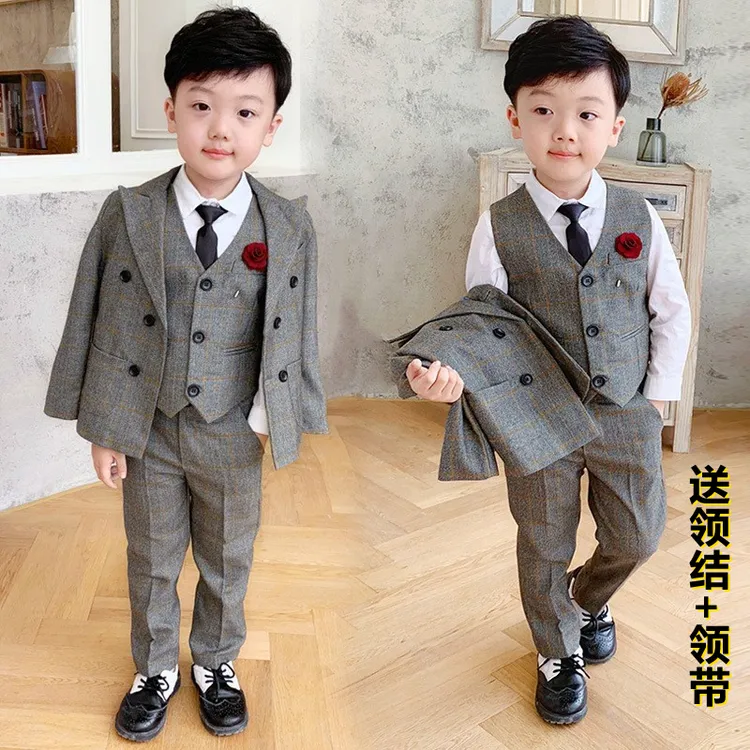 男童西服套装高端小西装儿童主持人小礼服男孩痞帅英伦风2025新款