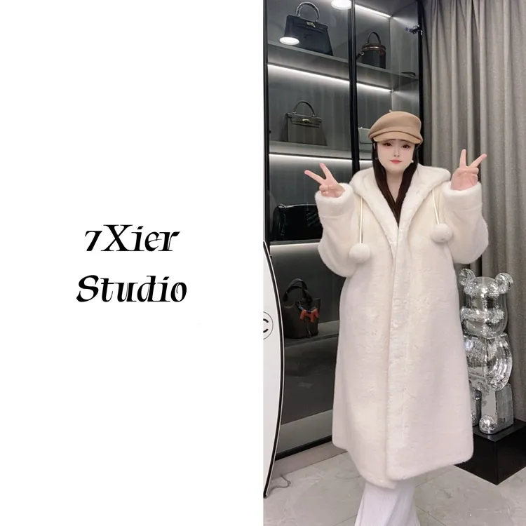 【淇淇推荐】女巫风格环保毛毛连帽大衣冬季保暖长款外套