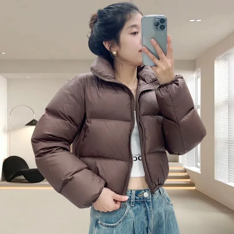 短款女小个子2023冬季新韩版加厚宽松白鸭绒百搭面包服羽绒服外套