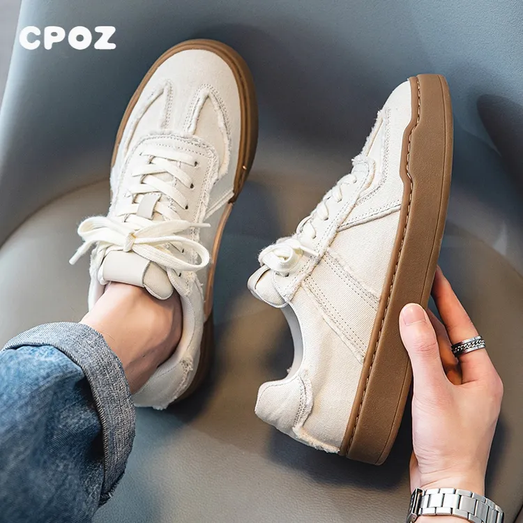 CPOZ2025秋季新款透气厚底板鞋男百搭复古德训鞋日系真皮阿甘鞋潮