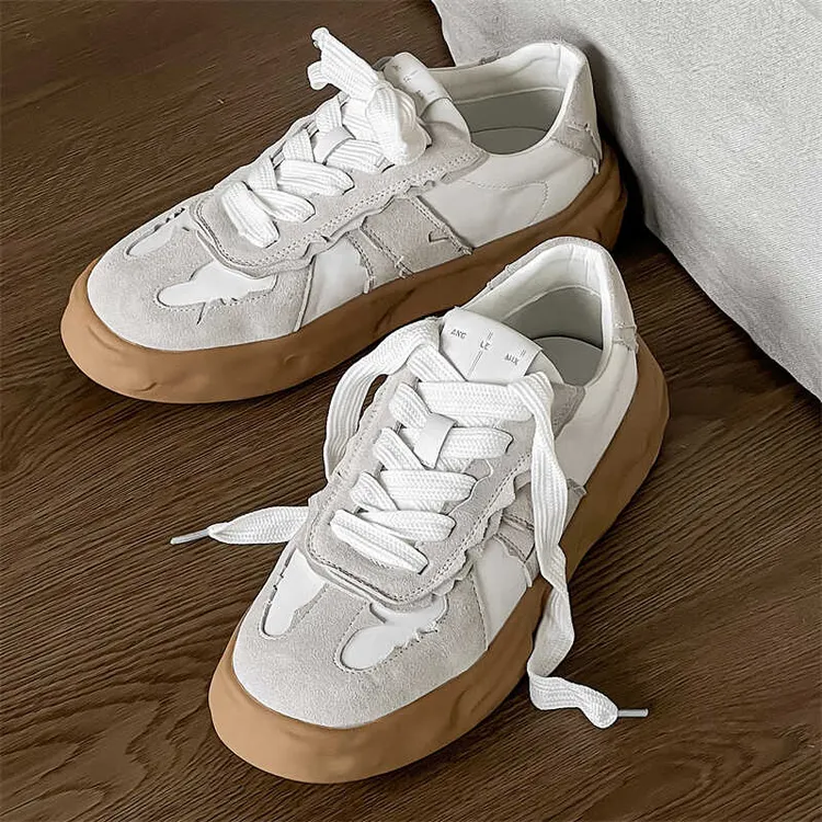 高街ins复古增高溶解鞋男2024夏季款美式厚底德训鞋休闲拼接板鞋