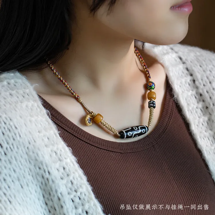 手工双头编织锁骨小众横穿民族风毛衣复古横穿锁骨吊坠专用链