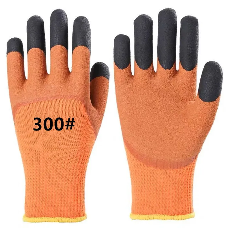 正品冬季毛圈300#加绒加厚低温干活工作保暖橡胶耐磨防滑劳保手套
