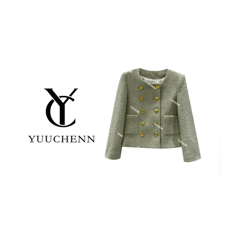 【YUUCHENN】法式秋冬设计气质长袖轻奢新款时尚显瘦小香风外套5074