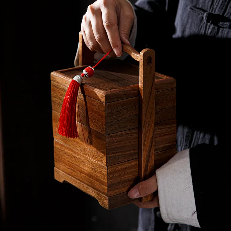 新中式果盘客厅茶几家用多层零食盘乔迁结婚商用高端轻奢实木果盒