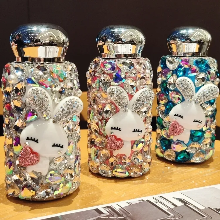玉兔精品镶钻304不锈钢保温女士卡通网红满钻水杯口袋杯【220ml】