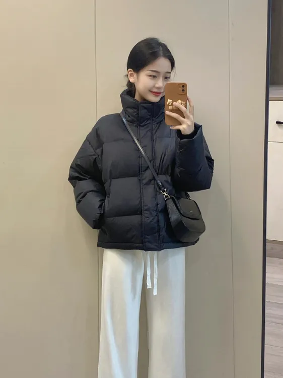 【暮云时光】冬季黑色面包棉服女短款韩版宽松棉袄加厚棉衣休闲