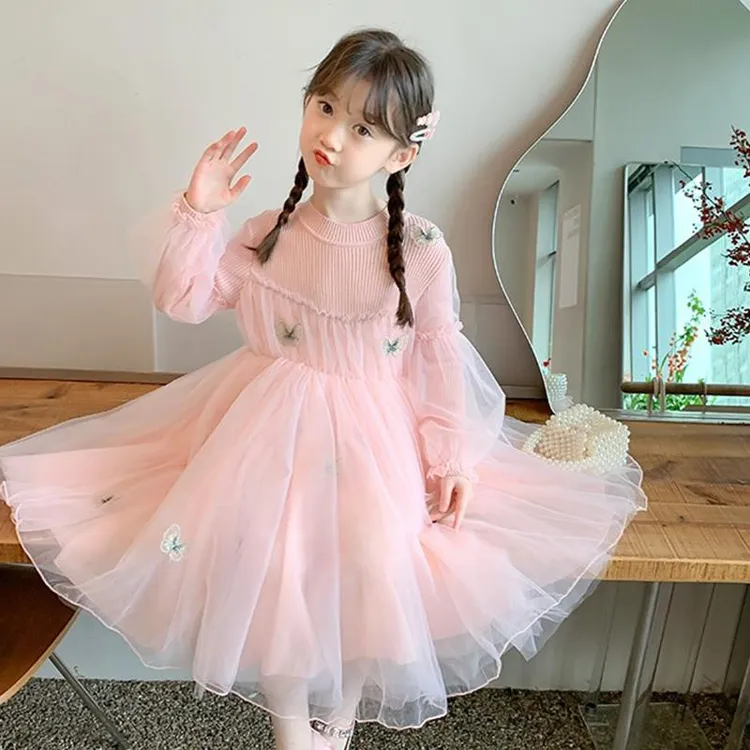 女童连衣裙秋冬2024新款秋装女孩毛衣裙子洋气儿童公主裙童装冬季