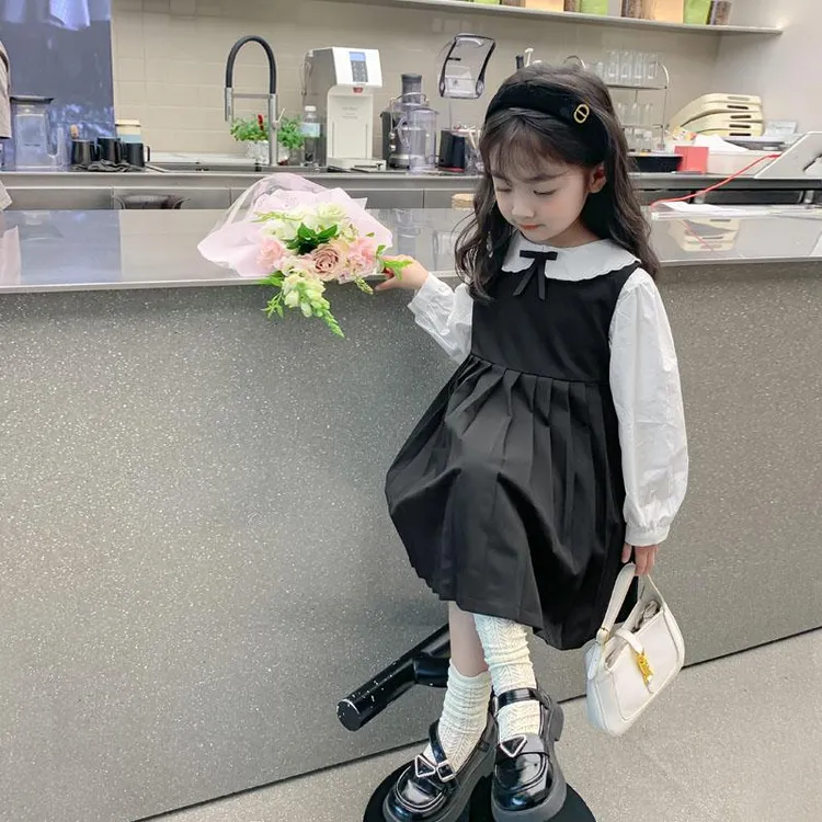 女童春装套装2024新款儿童学院风衬衫背心裙两件套小女孩洋气童装