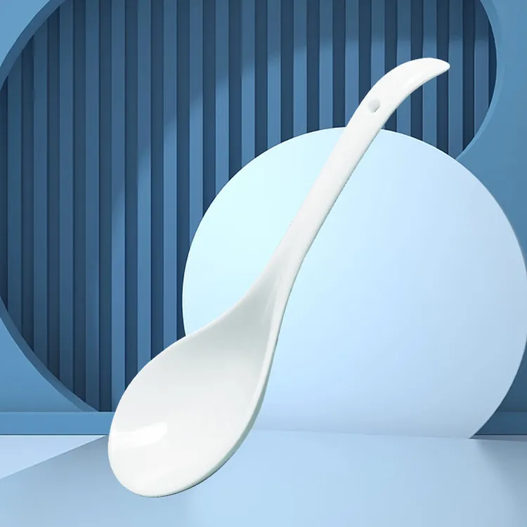 孟垣2个装大汤勺长柄勺家用陶瓷釉下彩纯白大号稀饭盛汤粥喝汤