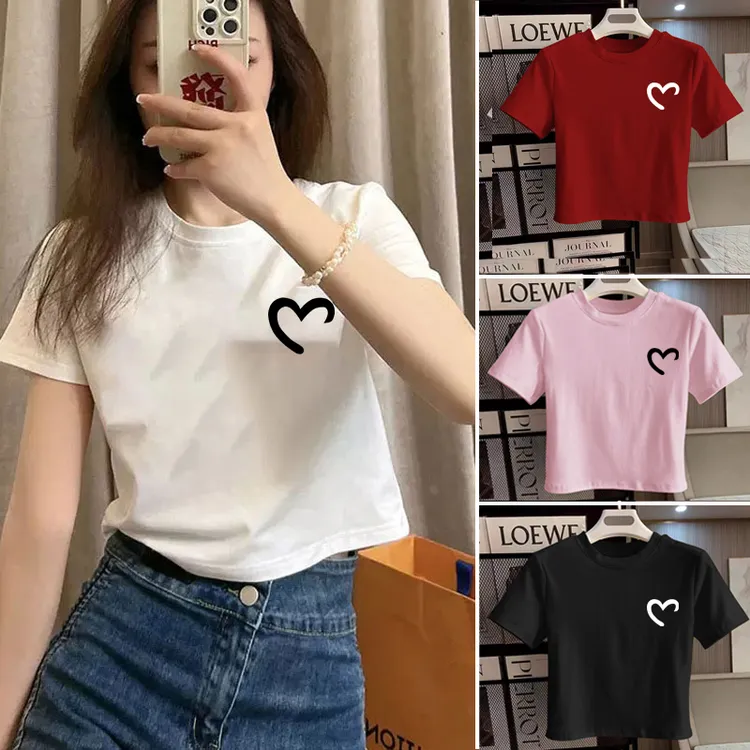 2025正肩短款棉T恤女夏季短袖宽松上衣高腰百搭显瘦体t恤ins小众