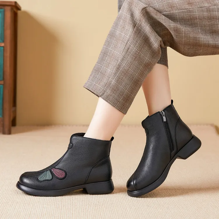 妈妈鞋软底冬季棉鞋加绒防滑中老年女鞋保暖搭子老人短靴皮鞋冬鞋