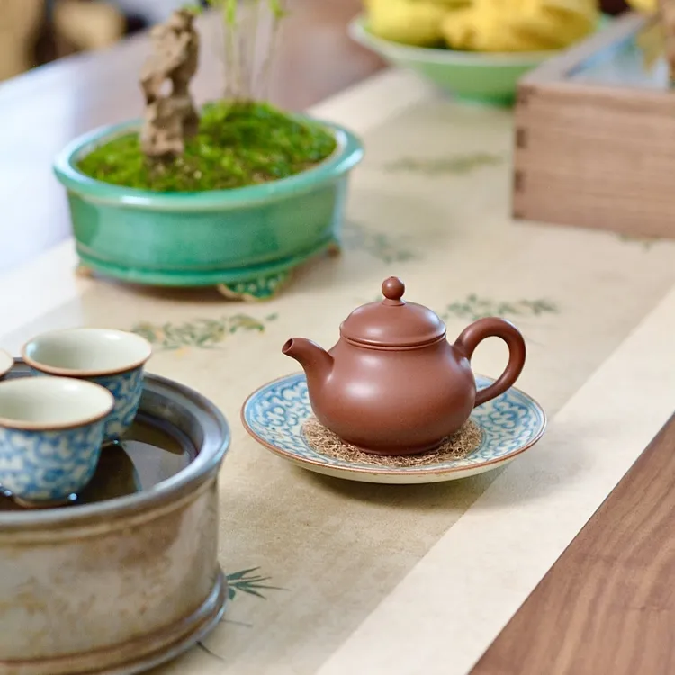 潘壶章炜勤制潮州手拉朱泥壶全手工夫紫砂茶器紫砂壶小容量