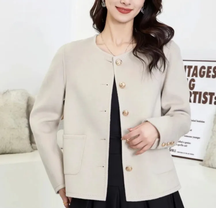 【100%羊毛】小香风短款双面呢外套 精干利落品质细腻羊毛7156