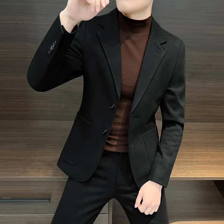 英伦风穿搭修身商务小西装2026秋冬新款潮流痞帅男士时尚西服外套