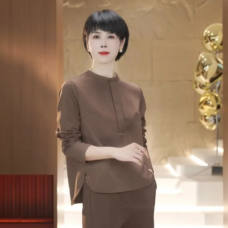 【渲渲推荐】H-F229早秋百搭时尚显瘦洋气减龄圆领休闲打底T恤