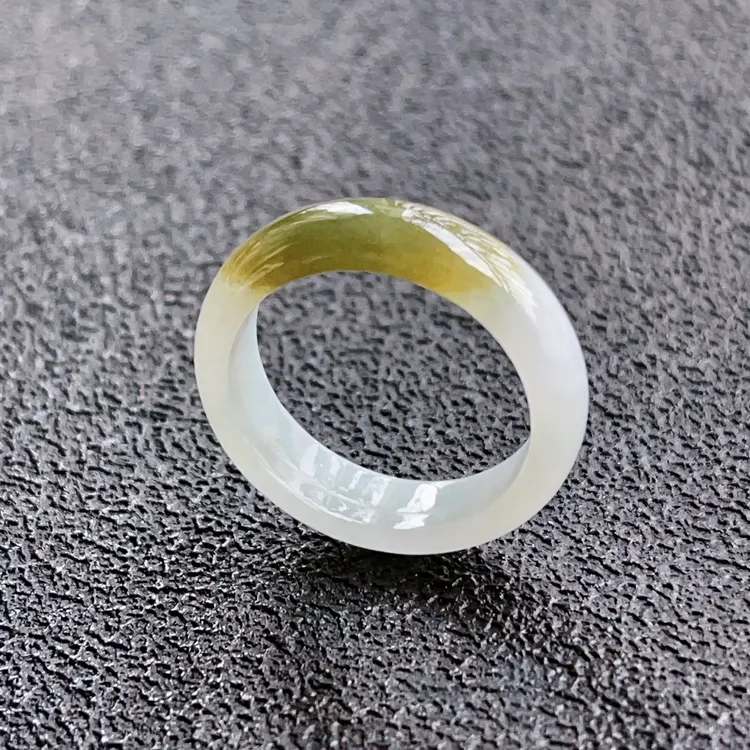 翡翠戒指20号圈口天然翡翠A货冰润飘黄翡特色双彩时尚指环玉戒圈