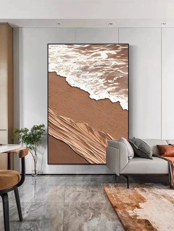 温馨风格新款客厅质感微喷艺术肌理画温柔落地画入户门轻奢挂画