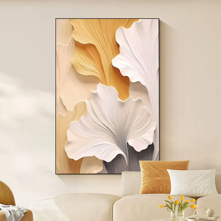 奶油风客厅装饰画银杏落地玄关画挂画抽象艺术挂画装饰画2025