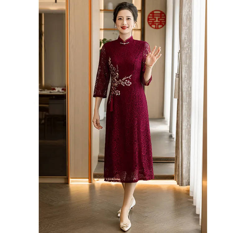 062妈妈婚宴礼服年轻旗袍2025新款结婚连衣裙平时可穿喜婆婆喜服