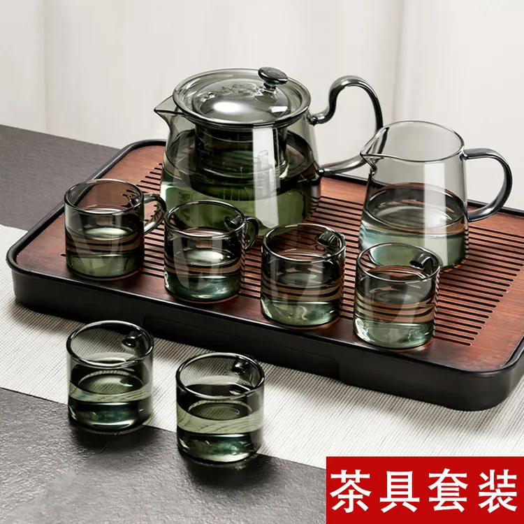 茶壶玻璃茶具套装2024耐热水具大容量办公室功夫茶杯泡茶壶茶盘