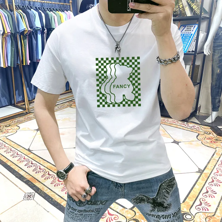 潮牌男装短袖t恤新款夏季ins潮流印花半袖上衣修身百搭圆领体恤衫