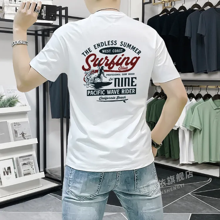 潮牌男装短袖t恤男圆领2025新款ins夏季时尚印花半袖上衣休闲百搭
