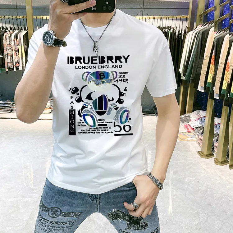欧洲站短袖男t恤爆款2023新款夏季潮流印花半袖上衣高级感痞帅男T