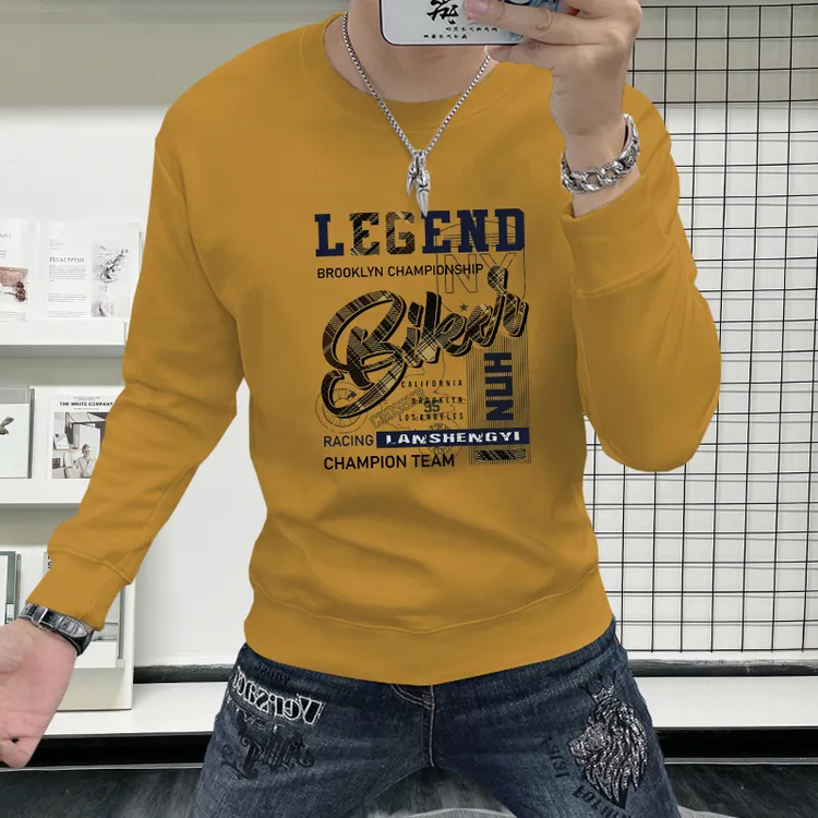 卫衣男款时尚潮流印花秋衣男上衣休闲百搭春秋款圆领外套修身内搭