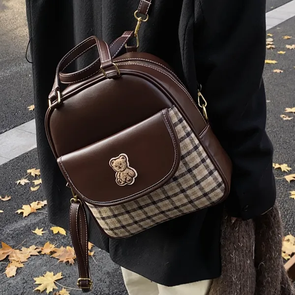 韩系格子大容量斜挎包包女2025春夏新款复古手提包通勤百搭双肩包