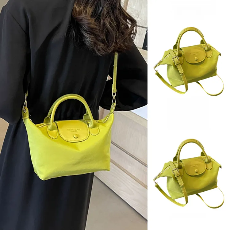 夏天夏季绿色通勤小众斜挎包包女2025新款百搭手提单肩布包饺子包
