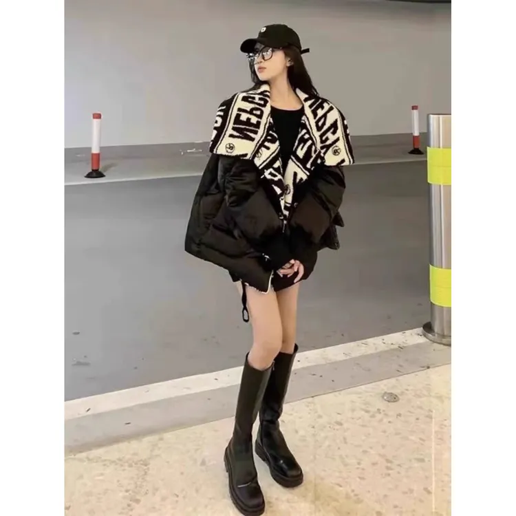 美式潮流棉衣2025年时尚新款宽松显瘦气质翻领加厚棉服外套女装潮