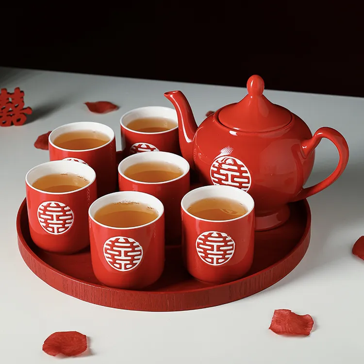 结婚茶具改口敬茶杯茶壶茶杯套装新人礼物婚庆用品娘家陪嫁送闺蜜