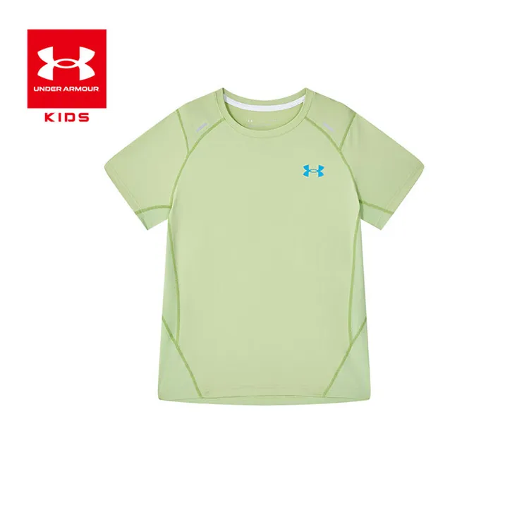 Under Armour/安德玛黑色T恤儿童运动风感波粒春夏季透气速干圆领