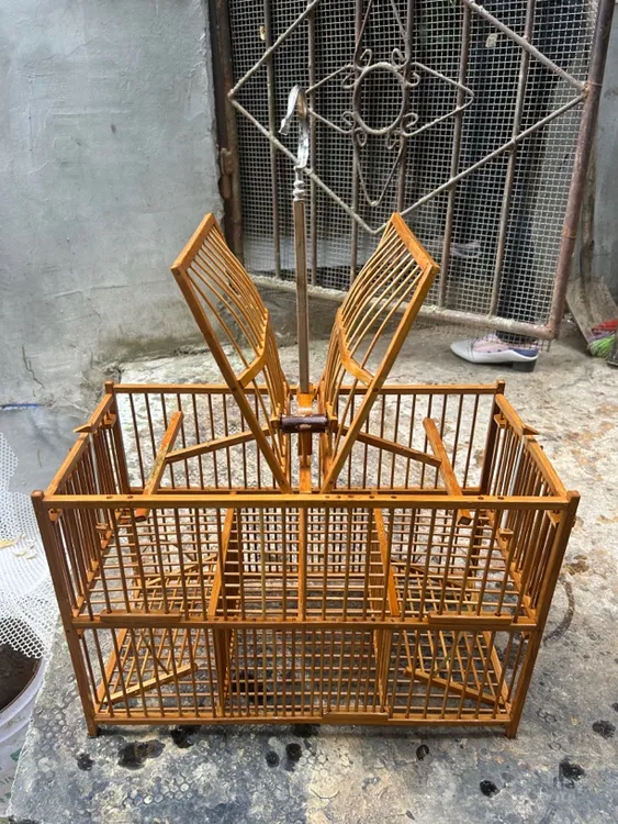 画眉八哥斑鸠四门踏笼带防风款手工鸟笼上山笼磁吸防风笼子竹子笼