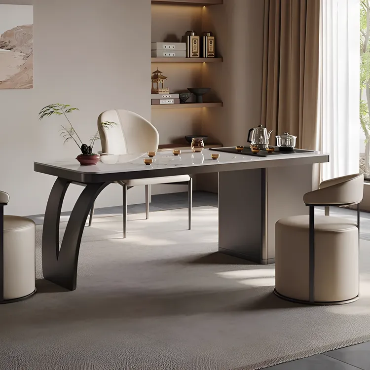 现代简约轻奢茶桌椅组合办公室阳台耐高温岩板茶台小店面茶桌茶几