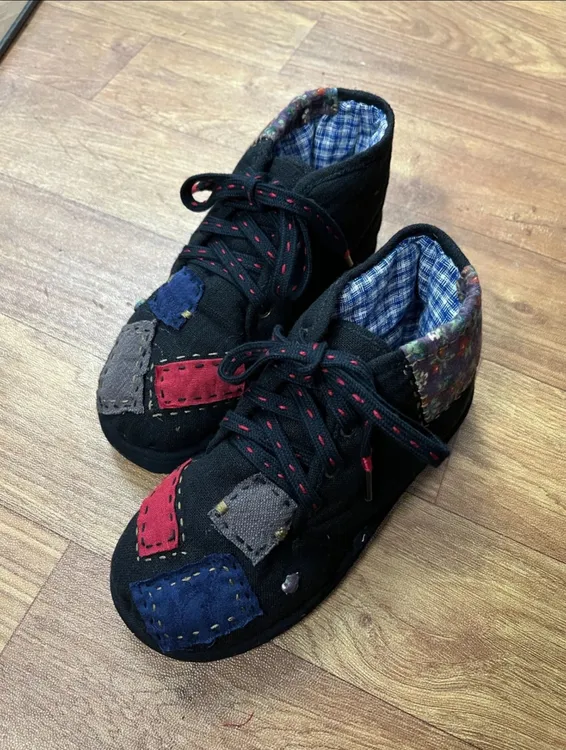 冬季户外纯手工棉鞋复古百家布补丁棉鞋加厚手工纳底防寒棉花鞋