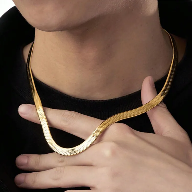钛钢项链 金色蛇骨项链轻奢饰品冷淡风小众饰品男女百搭饰品