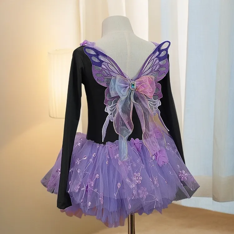 咔萌琪2484儿童舞蹈服夏季女童芭蕾形体服吊带蝴蝶演出服体操服！