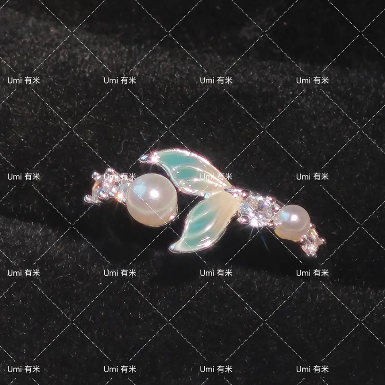 钛钢仿珍珠戒指 清冷人鱼公主珍珠鱼尾开口戒指24107