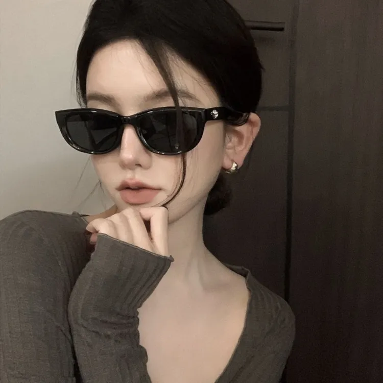 槑槑哒-复古猫眼墨镜辣妹Y2K街拍欧美风太阳镜女小框凹造型眼镜