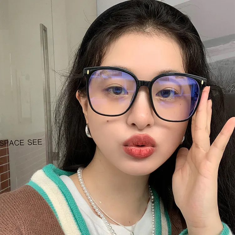 黑框眼镜女网红素颜神器大脸显脸小透明防蓝光辐射近视眼镜框男潮
