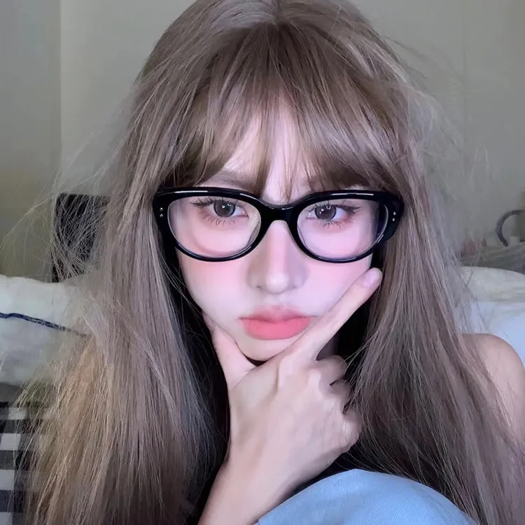 网红款猫眼眼镜女韩版复古黑框平光镜素颜神器可配近视眼镜框架潮