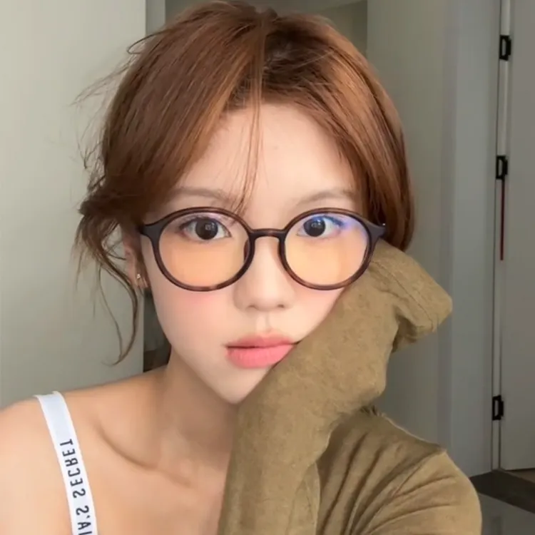 韩系文艺超轻眼镜框女学生乖巧甜美圆形复古近视眼镜平光镜架